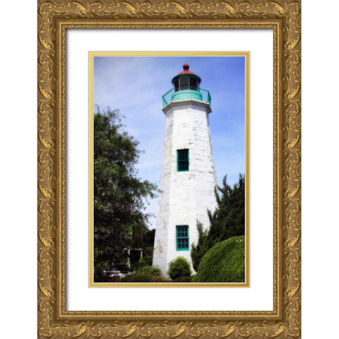 Old Point Comfort Light II Gold Ornate Wood Framed Art Print with Double Matting by Hausenflock, Alan