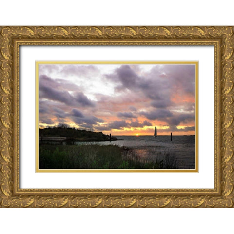 East Bay Sunrise I Gold Ornate Wood Framed Art Print with Double Matting by Hausenflock, Alan