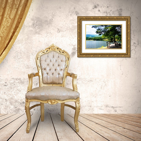 Douthat Lake II Gold Ornate Wood Framed Art Print with Double Matting by Hausenflock, Alan