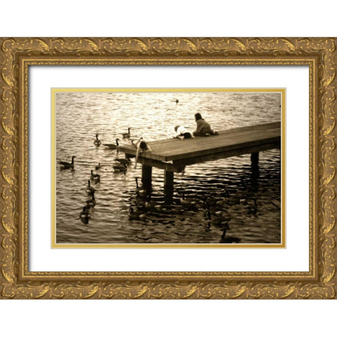 Feeding the Geese I Gold Ornate Wood Framed Art Print with Double Matting by Hausenflock, Alan
