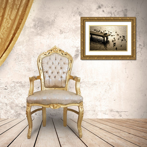Feeding the Geese II Gold Ornate Wood Framed Art Print with Double Matting by Hausenflock, Alan