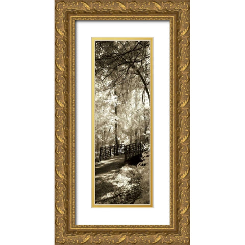 Summer Bridge Panel Gold Ornate Wood Framed Art Print with Double Matting by Hausenflock, Alan