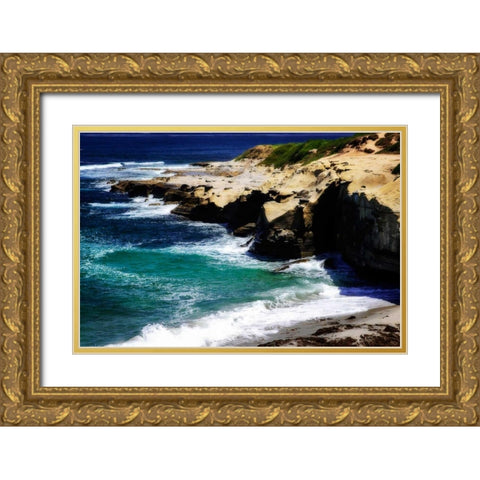 La Jolla Beach IV Gold Ornate Wood Framed Art Print with Double Matting by Hausenflock, Alan