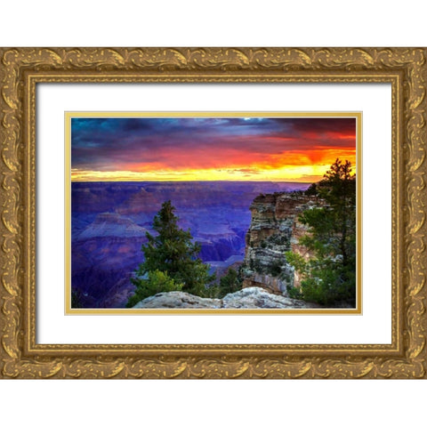 Fiery Sky II Gold Ornate Wood Framed Art Print with Double Matting by Hausenflock, Alan