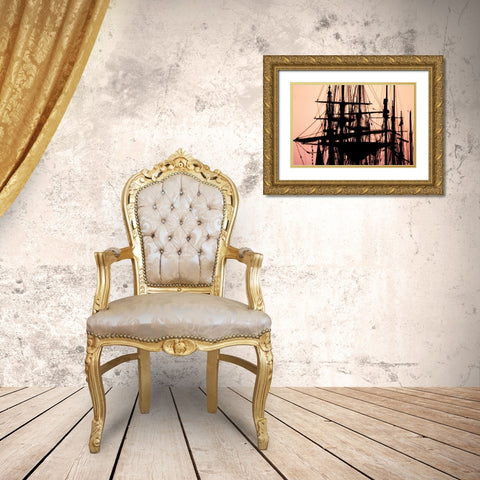 Tall Ships at Sunset I Gold Ornate Wood Framed Art Print with Double Matting by Hausenflock, Alan