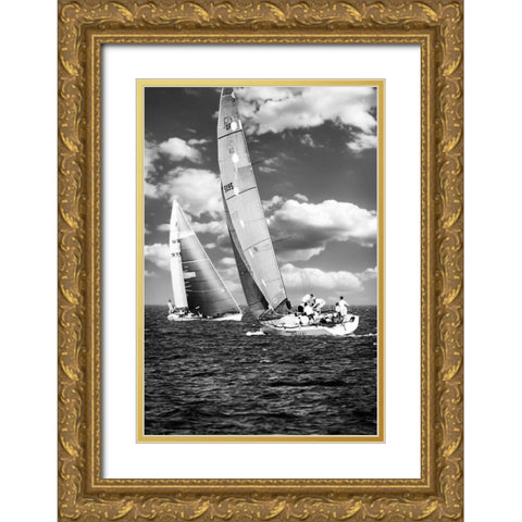 Coming and Going BW Gold Ornate Wood Framed Art Print with Double Matting by Hausenflock, Alan
