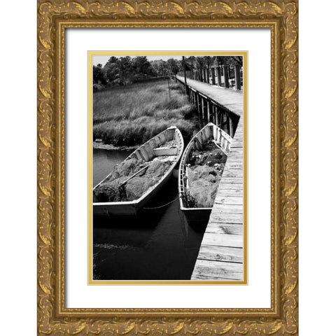 Nets and Boats I Gold Ornate Wood Framed Art Print with Double Matting by Hausenflock, Alan