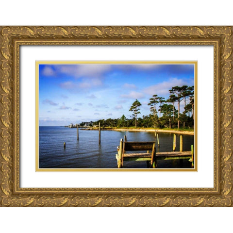 Cedar Island Bay Gold Ornate Wood Framed Art Print with Double Matting by Hausenflock, Alan