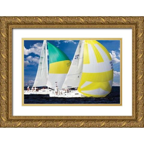 Race at Annapolis I Gold Ornate Wood Framed Art Print with Double Matting by Hausenflock, Alan