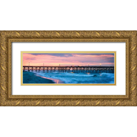 Dawn Over The Pier Gold Ornate Wood Framed Art Print with Double Matting by Hausenflock, Alan