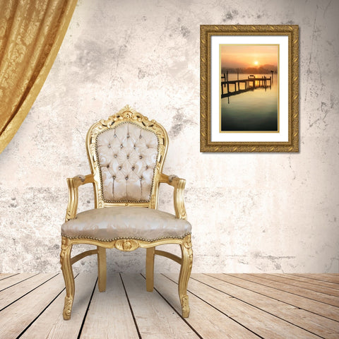 Cobb Island Surise I Gold Ornate Wood Framed Art Print with Double Matting by Hausenflock, Alan