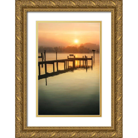 Cobb Island Surise I Gold Ornate Wood Framed Art Print with Double Matting by Hausenflock, Alan
