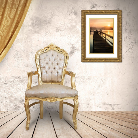 Cobb Island Sunrise II Gold Ornate Wood Framed Art Print with Double Matting by Hausenflock, Alan