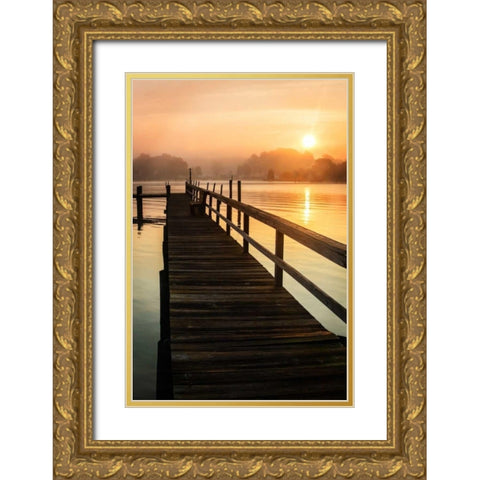 Cobb Island Sunrise II Gold Ornate Wood Framed Art Print with Double Matting by Hausenflock, Alan