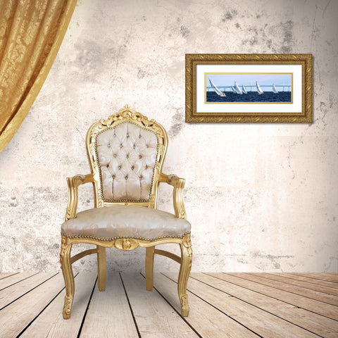 Close Hauled Flotilla II Gold Ornate Wood Framed Art Print with Double Matting by Hausenflock, Alan