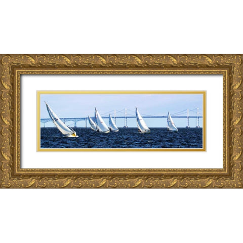 Close Hauled Flotilla II Gold Ornate Wood Framed Art Print with Double Matting by Hausenflock, Alan
