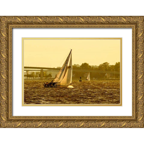 Severn River Sailing I Gold Ornate Wood Framed Art Print with Double Matting by Hausenflock, Alan