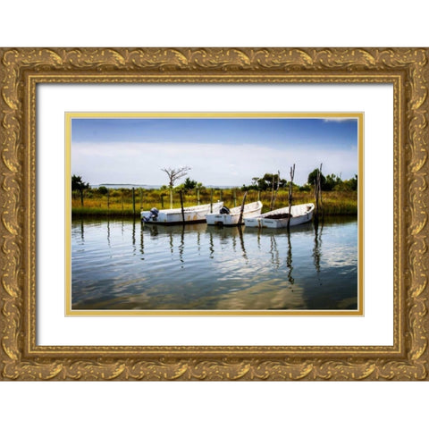 Three Small Boats II Gold Ornate Wood Framed Art Print with Double Matting by Hausenflock, Alan