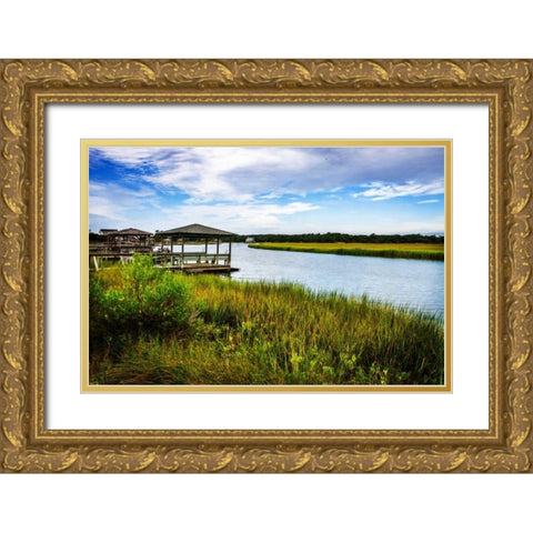 Pawley Island II Gold Ornate Wood Framed Art Print with Double Matting by Hausenflock, Alan