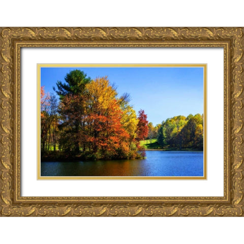 Peaks Of Otter Lake IV Gold Ornate Wood Framed Art Print with Double Matting by Hausenflock, Alan