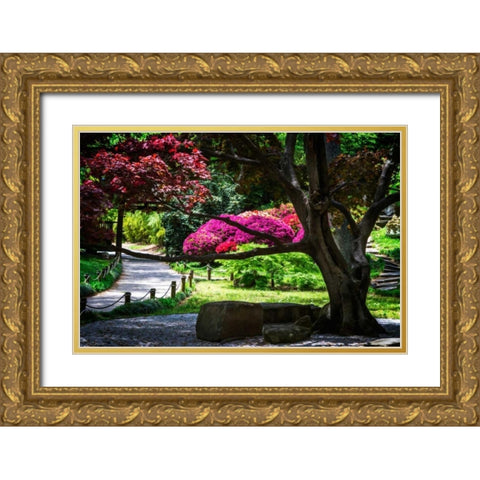Japanese Garden III Gold Ornate Wood Framed Art Print with Double Matting by Hausenflock, Alan