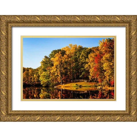 Serene Lake Gold Ornate Wood Framed Art Print with Double Matting by Hausenflock, Alan