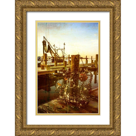 At the Dock IV Gold Ornate Wood Framed Art Print with Double Matting by Hausenflock, Alan