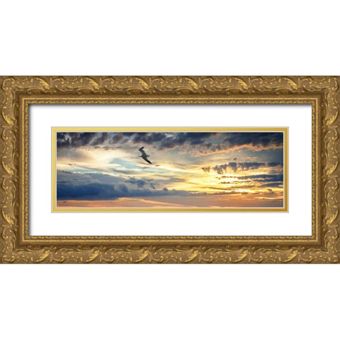 Gull Above the Sea I Gold Ornate Wood Framed Art Print with Double Matting by Hausenflock, Alan