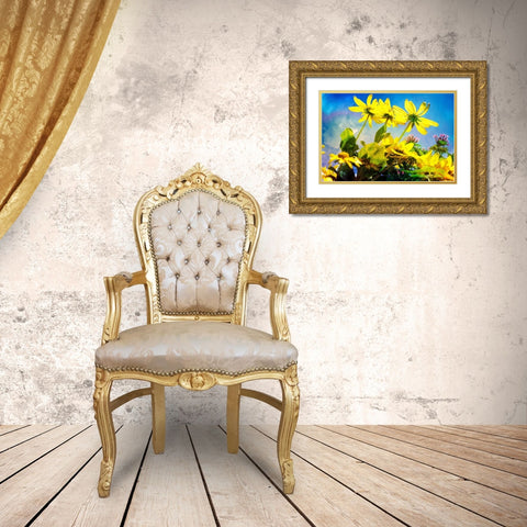 Flowers on Watercolor I Gold Ornate Wood Framed Art Print with Double Matting by Hausenflock, Alan