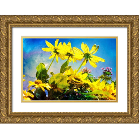 Flowers on Watercolor I Gold Ornate Wood Framed Art Print with Double Matting by Hausenflock, Alan