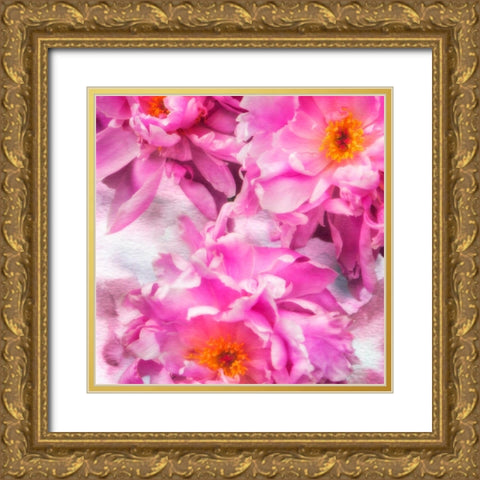 Pink Flowers I Gold Ornate Wood Framed Art Print with Double Matting by Hausenflock, Alan