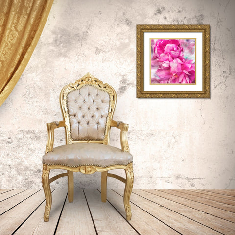 Pink Flowers II Gold Ornate Wood Framed Art Print with Double Matting by Hausenflock, Alan