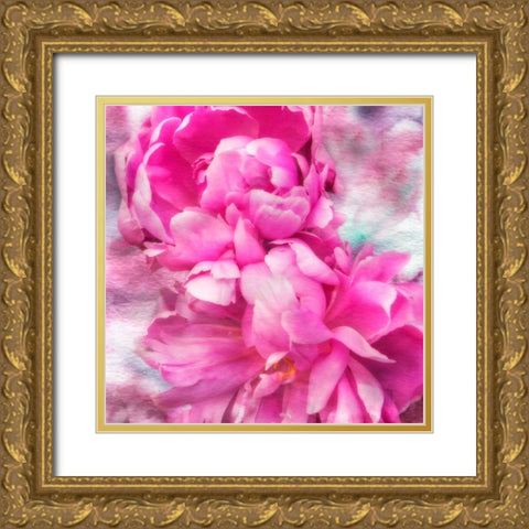 Pink Flowers II Gold Ornate Wood Framed Art Print with Double Matting by Hausenflock, Alan