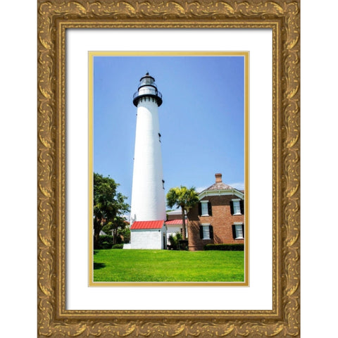 Saint Simons Lighthouse II Gold Ornate Wood Framed Art Print with Double Matting by Hausenflock, Alan