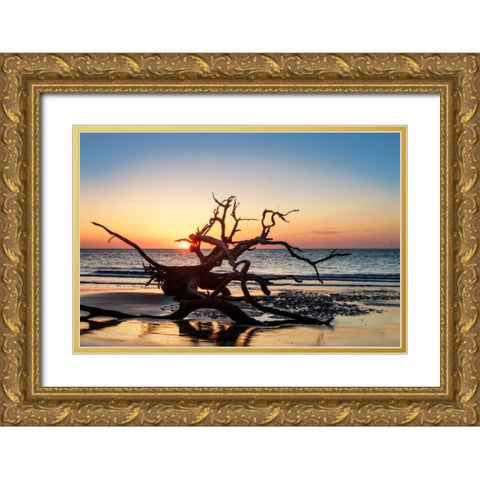 Jekyll Island Sunrise III Gold Ornate Wood Framed Art Print with Double Matting by Hausenflock, Alan