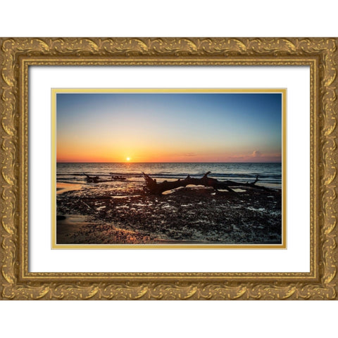 Jekyll Island Sunrise IV Gold Ornate Wood Framed Art Print with Double Matting by Hausenflock, Alan