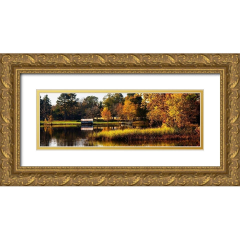 Autumn on the Mattaponi Gold Ornate Wood Framed Art Print with Double Matting by Hausenflock, Alan