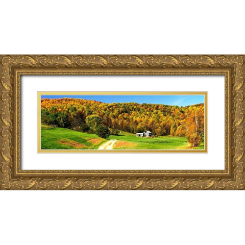 Rolling Autumn Hills II Gold Ornate Wood Framed Art Print with Double Matting by Hausenflock, Alan