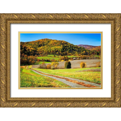 Autumn Hills Farm Gold Ornate Wood Framed Art Print with Double Matting by Hausenflock, Alan