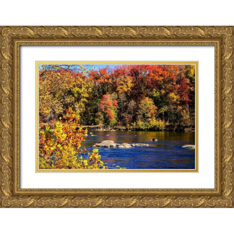 Autumn by the River I Gold Ornate Wood Framed Art Print with Double Matting by Hausenflock, Alan