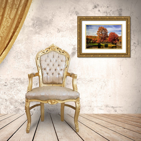 Autumn by the River II Gold Ornate Wood Framed Art Print with Double Matting by Hausenflock, Alan