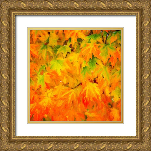 Autumn Leaves I Gold Ornate Wood Framed Art Print with Double Matting by Hausenflock, Alan