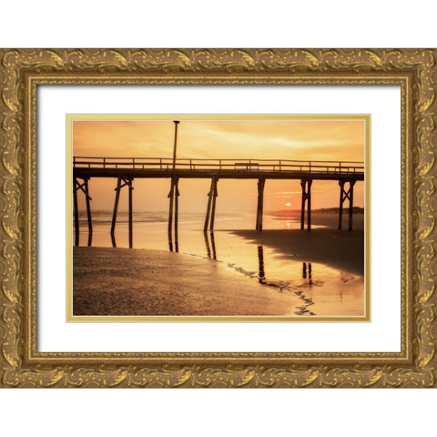 Golden Sunset Beach I Gold Ornate Wood Framed Art Print with Double Matting by Hausenflock, Alan