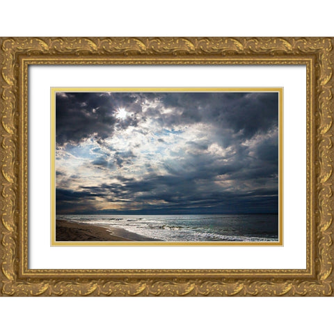 Storm over Masonboro Inlet Gold Ornate Wood Framed Art Print with Double Matting by Hausenflock, Alan