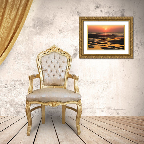 Bright Coral Sunrise Gold Ornate Wood Framed Art Print with Double Matting by Hausenflock, Alan