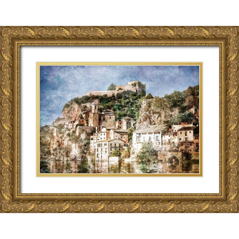 Ciudad Espaand#241;ola Gold Ornate Wood Framed Art Print with Double Matting by Hausenflock, Alan