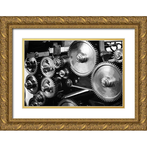 Gears Upon Gears Gold Ornate Wood Framed Art Print with Double Matting by Hausenflock, Alan