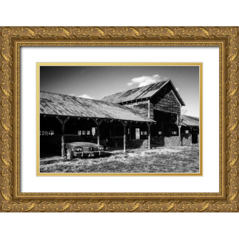 Olds in a Shed Gold Ornate Wood Framed Art Print with Double Matting by Hausenflock, Alan