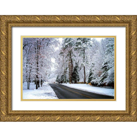 Old Church Rd. Gold Ornate Wood Framed Art Print with Double Matting by Hausenflock, Alan