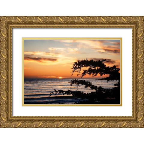 Sunset on Carmel Bay Gold Ornate Wood Framed Art Print with Double Matting by Hausenflock, Alan